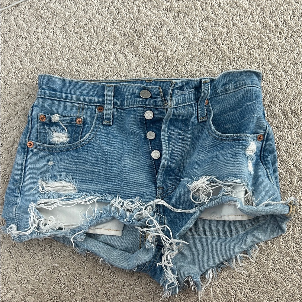 Levi's Light Blue Distressed Jean Shorts